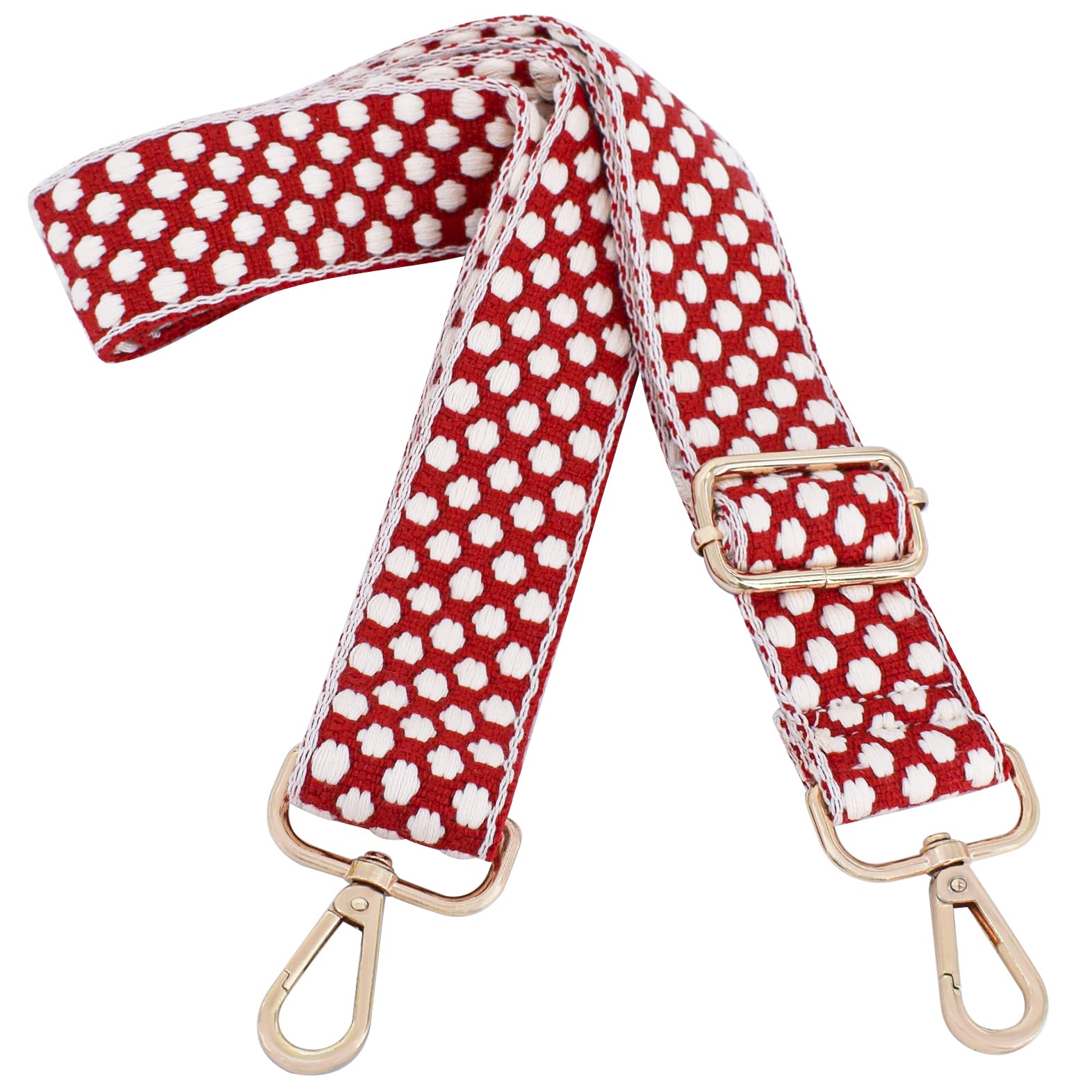 Roygbcp Women's Red+Metallic Gold R202304 Rhombic Wallet Strap (1 Pack), 51 Inches