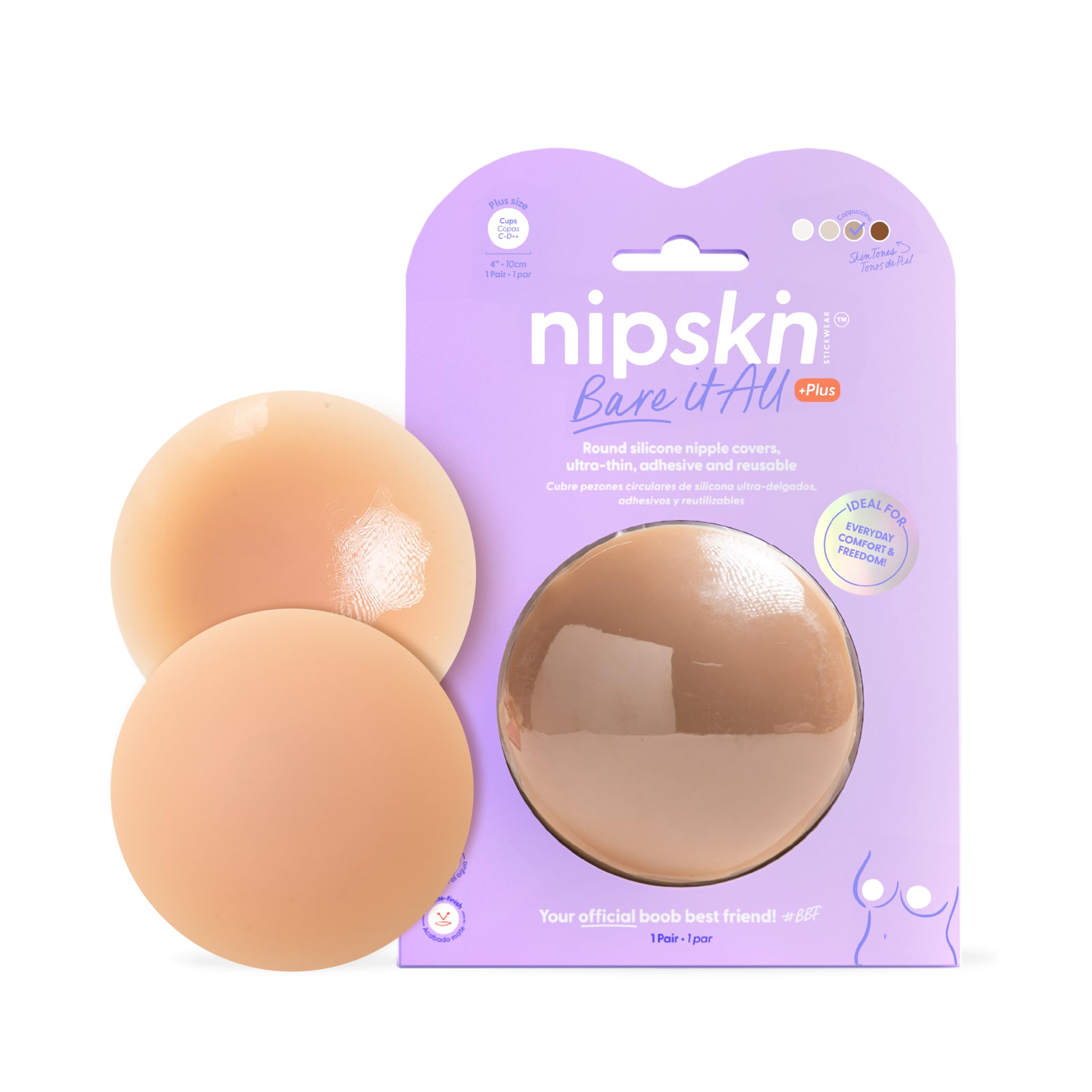 NIPSKIN Nipple Covers for Women - Reusable Breast Petals - Medium & Plus Size - Bare It All Collection