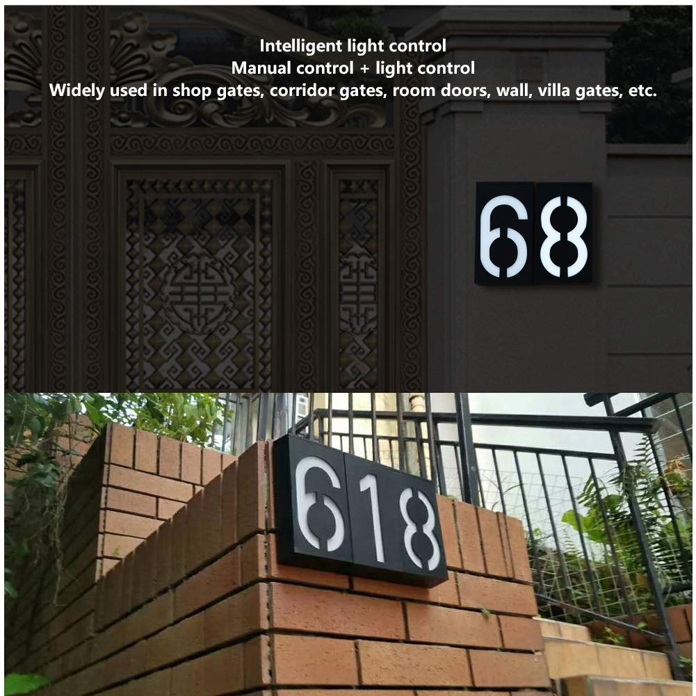 Numéros De Maison Alimentés Par énergie Solaire, Plaques D'adresse Pour Maison, Plaque D'adresse Extérieure étanche à LED éclairée Par Lumière Blanche Chaude De 3000K