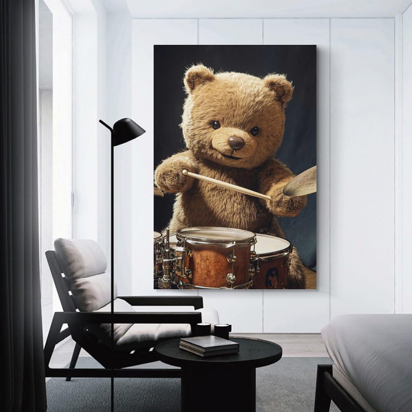 Junmoney Unframe-Style-10 Teddy Bear Drummer Poster, Picture, Metal Print, Paint By Creed Home Decor Wall Art 20X30inch(50X75cm), For Bedroom, Guest Room Or Reading Nook, Decorative Wall Art For Cosy Rooms