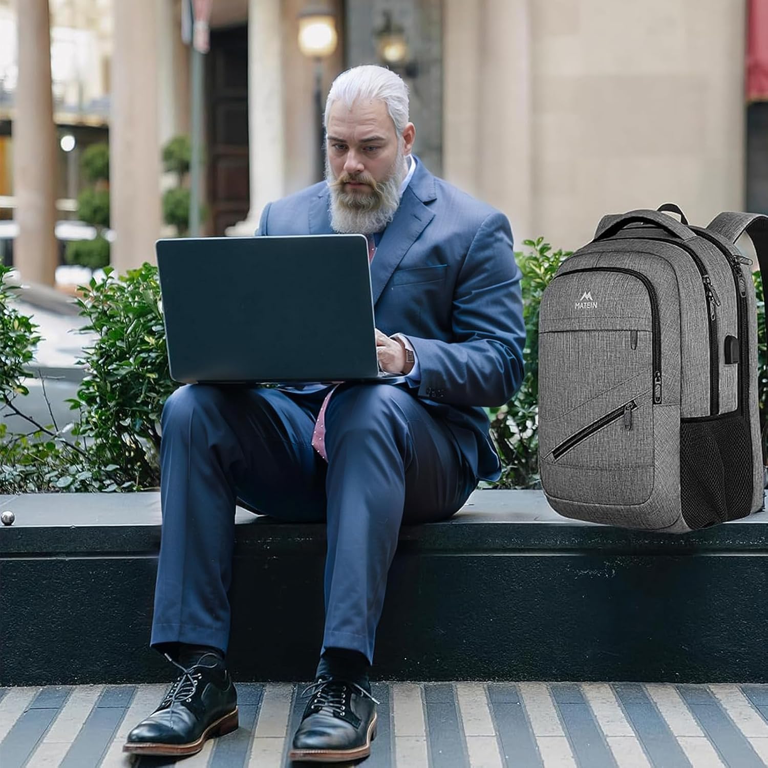 MATEIN 18.4 Inch Laptop Backpack for Men, 50 L Extra Large Travel Rucksack with Luggage Strap & TSA Laptop Compartment for Men Women, Water Resistant Large School Backpack for Students Teachers, Grey