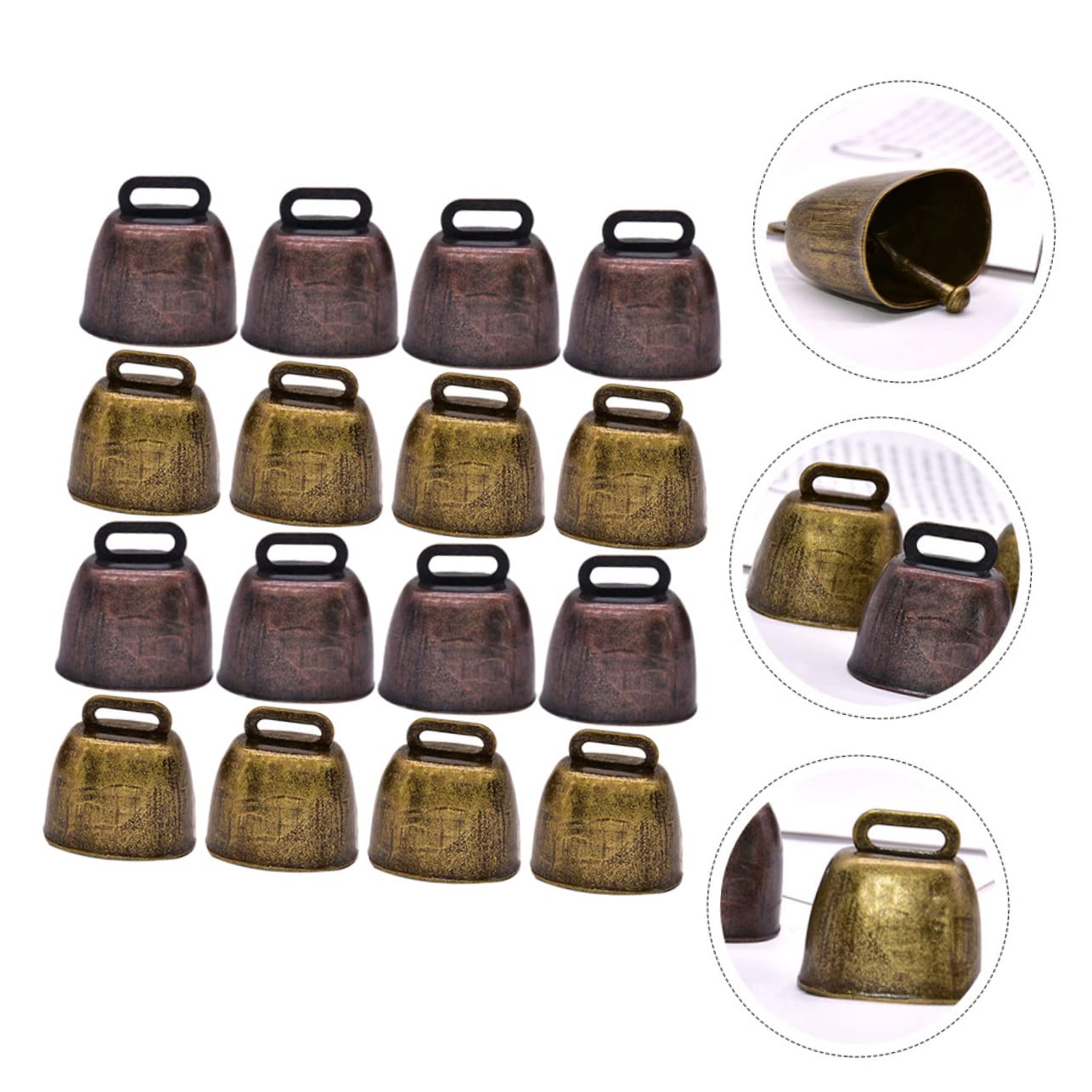Toddmomy 18pcs Cow Horse Sheep Bells Durable Tiny Bells for Crafts Grazing Pet Accessories Antique Finish Lightweight Design for Easy Use