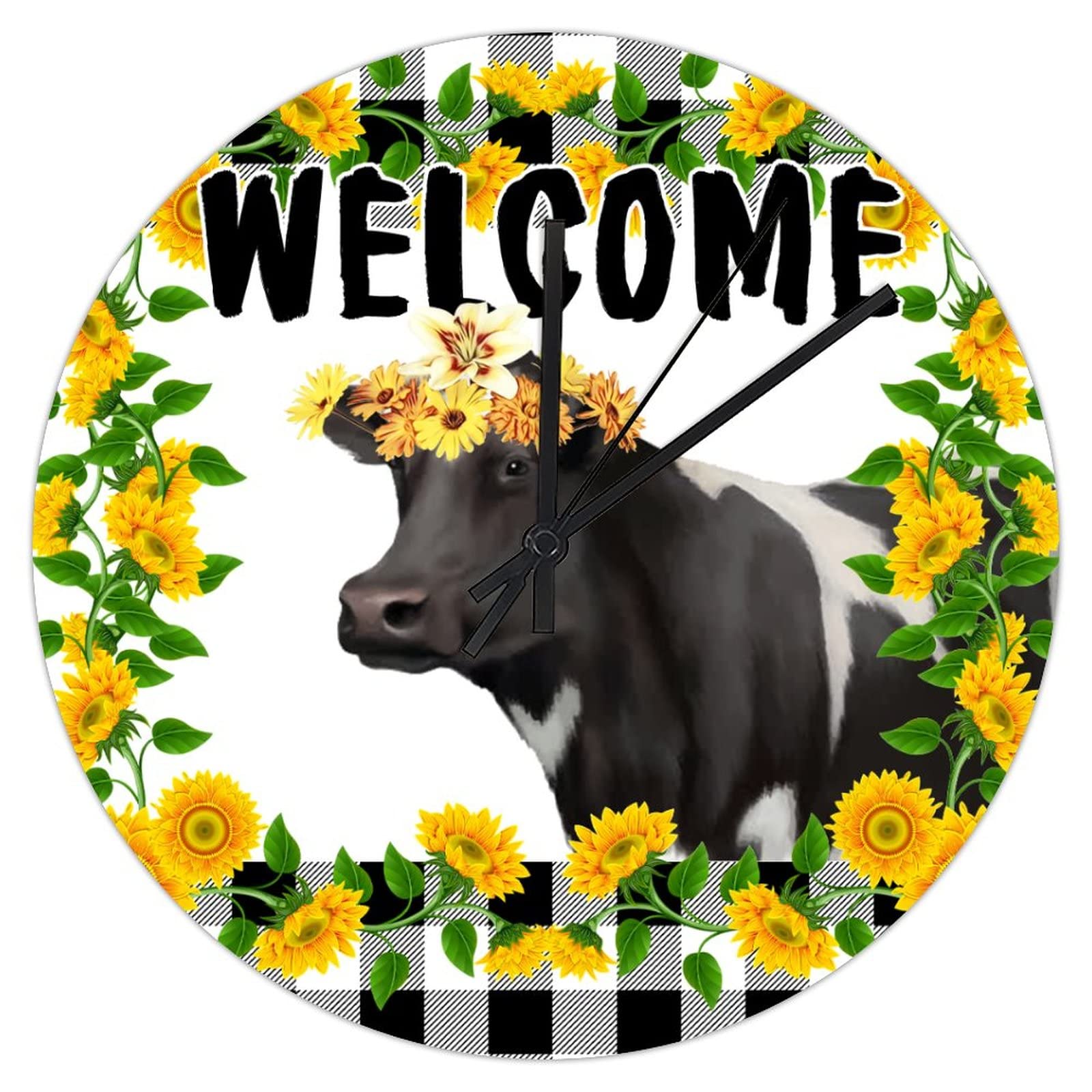 Horloge de cuisine motif vache et tournesol pour une ambiance champêtre