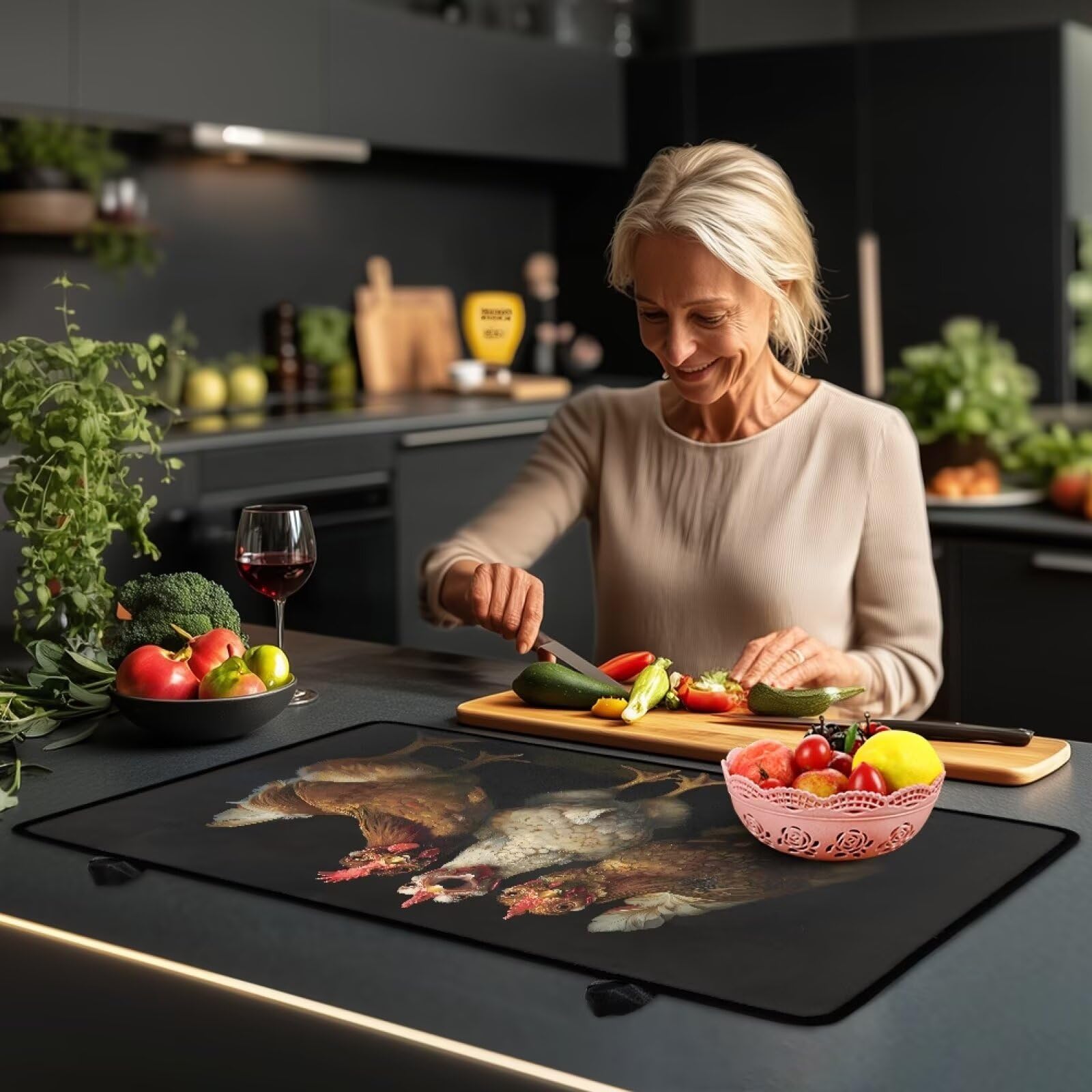 Poceacles Copertura superiore in vetro per stufa elettrica, protezione per piano cottura pieghevole, multiuso, tappetino per lavatrice, asciugatrice, accessori decorativi per cucina, marmo blu oro