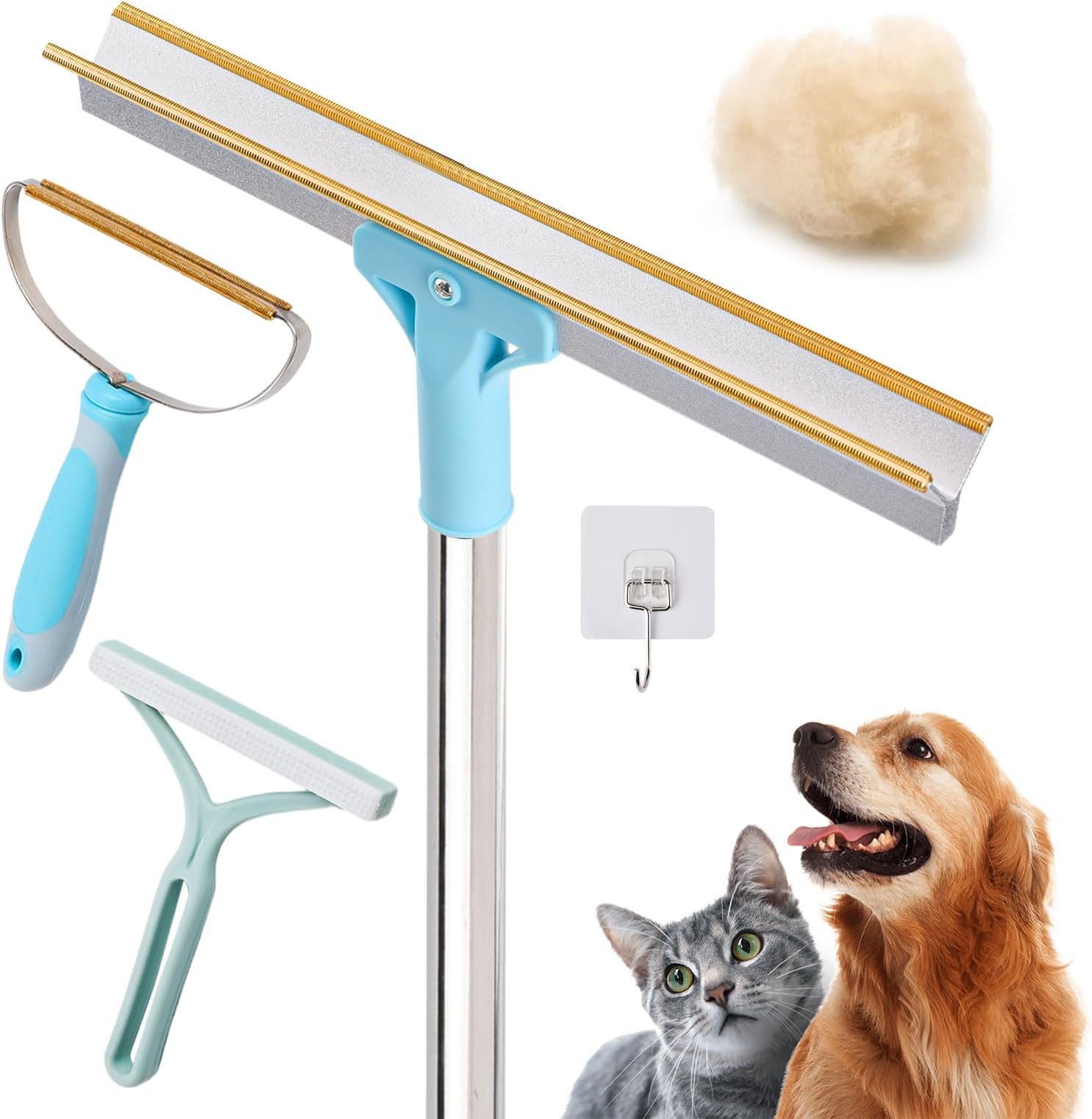 Buohoshun 3 Packs Pet Hair Remover Set, Retractable Carpet