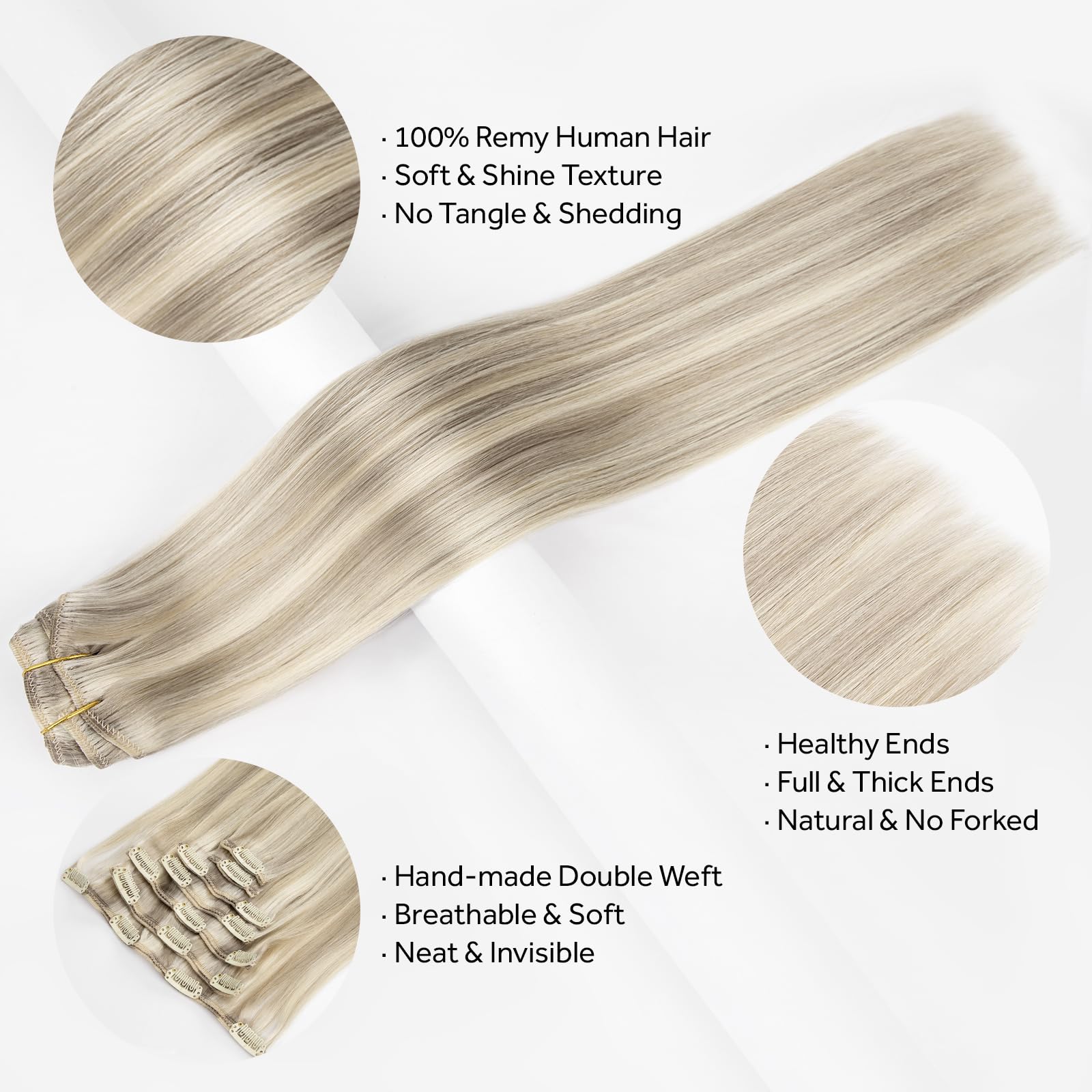 SOBEAUTY Hair Extensions Clip in, 100% Real Human Hair Extensions - Image 3