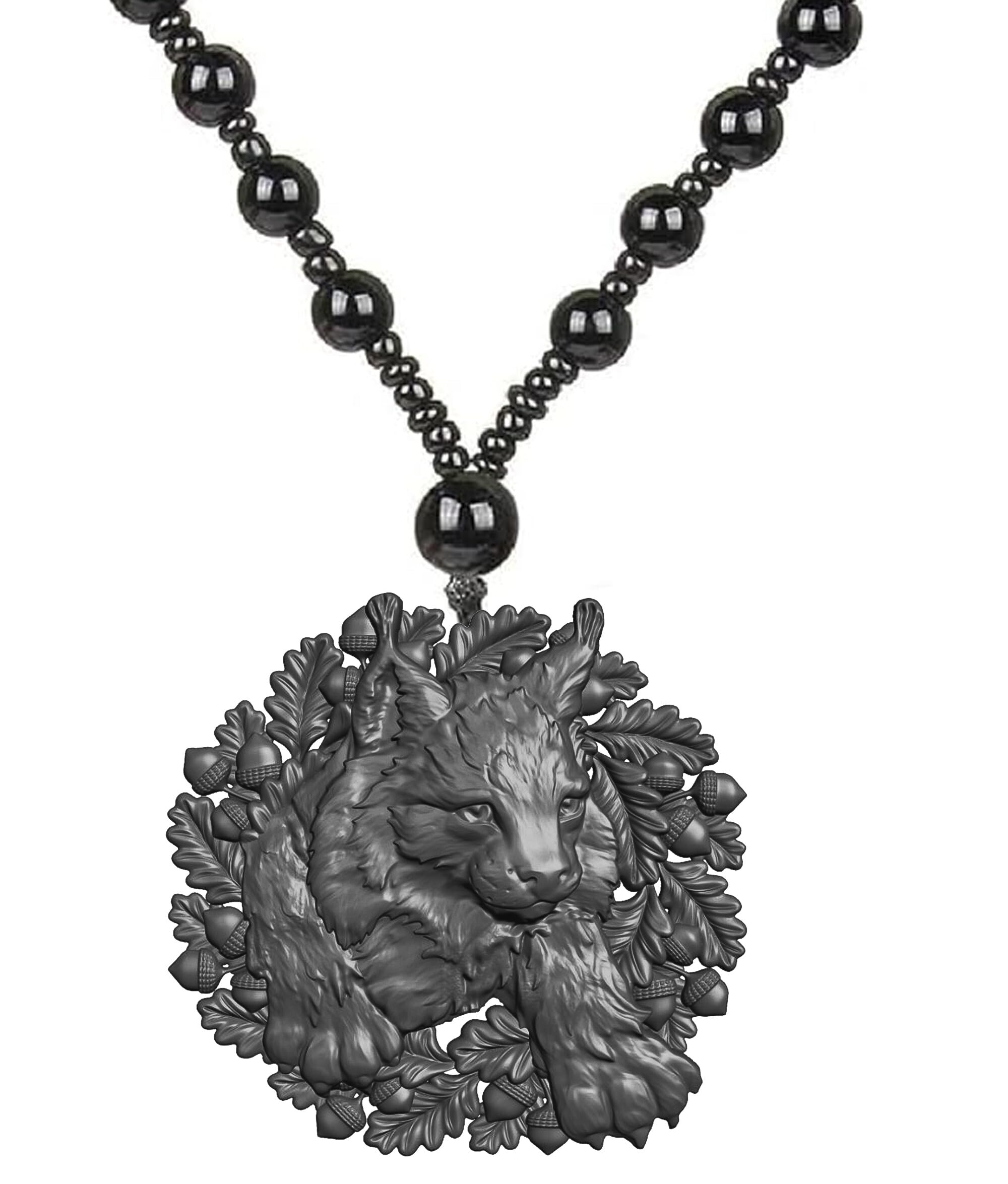 Lynx Lion Portrait Pendant Necklace for Men Women Wilderness Handmade Jewelry with Stylish Beaded Chain Symbol of Intuition Ideal for Birthdays Symbol of Courage and Inner Strength-image-30