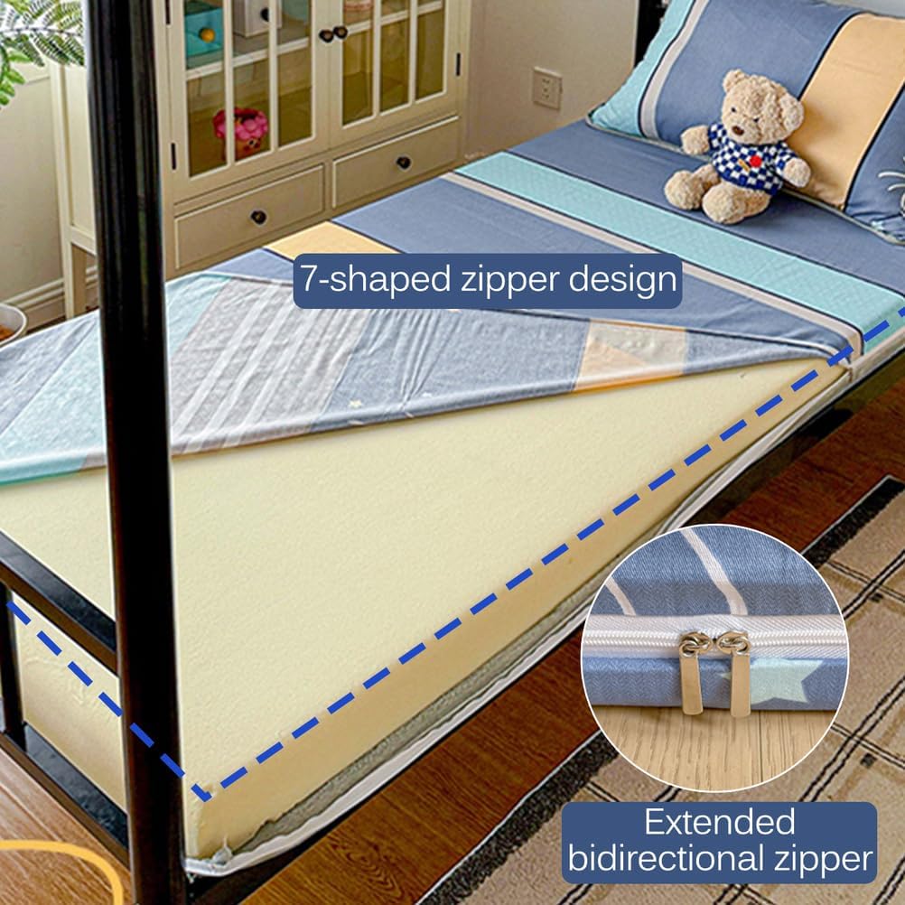 I,80x190cm,LDLCYCN 100% Cotton Traditional Japanese Futon Mattress Pad Cover Dustproof Floor Futon Mattress Cover with Zipper Full Wrap Sleeping Mat Protective Cover Machine Washable