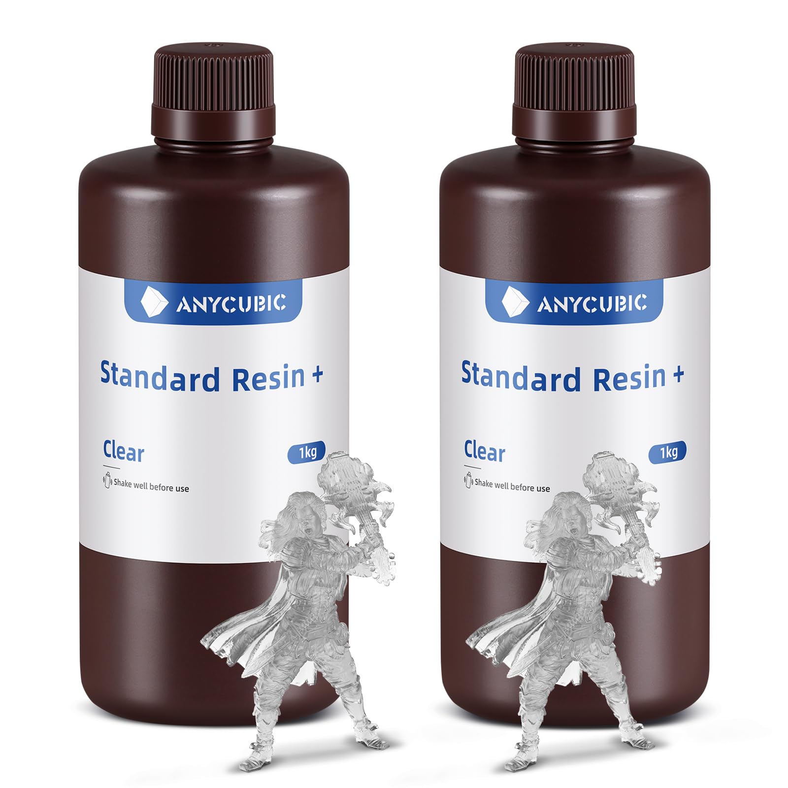 ANYCUBIC Żywica Standard Plus do drukarki 3D, żywica, półprzezroczysta, 2 kg | Szybka żywica polimeryzacyjna UV SLA 405 nm, wysoka precyzja i szybki fotopolimer do druku 3D LCD/DLP/SLA