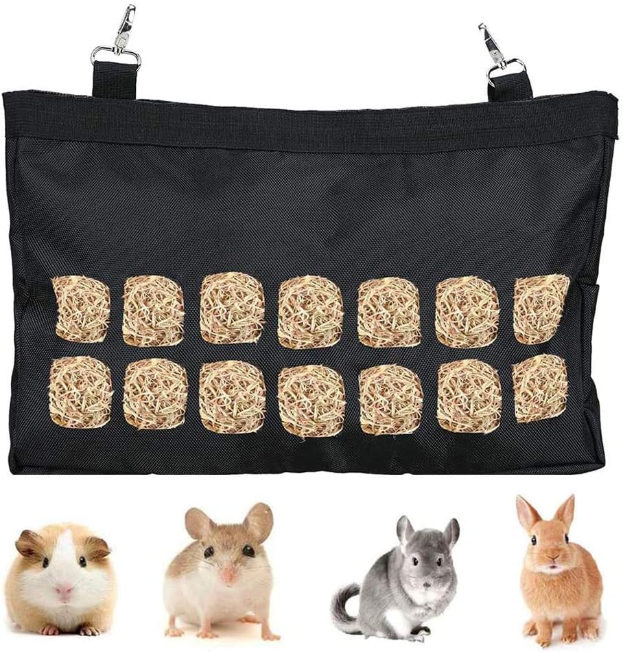 Rabbit Hay Feeder Bag, Guinea Pig Hay Feeder Storage, Small Animals Hay Bag Hanging Feeder Sack for Rabbit Guinea Pig Chinchilla…