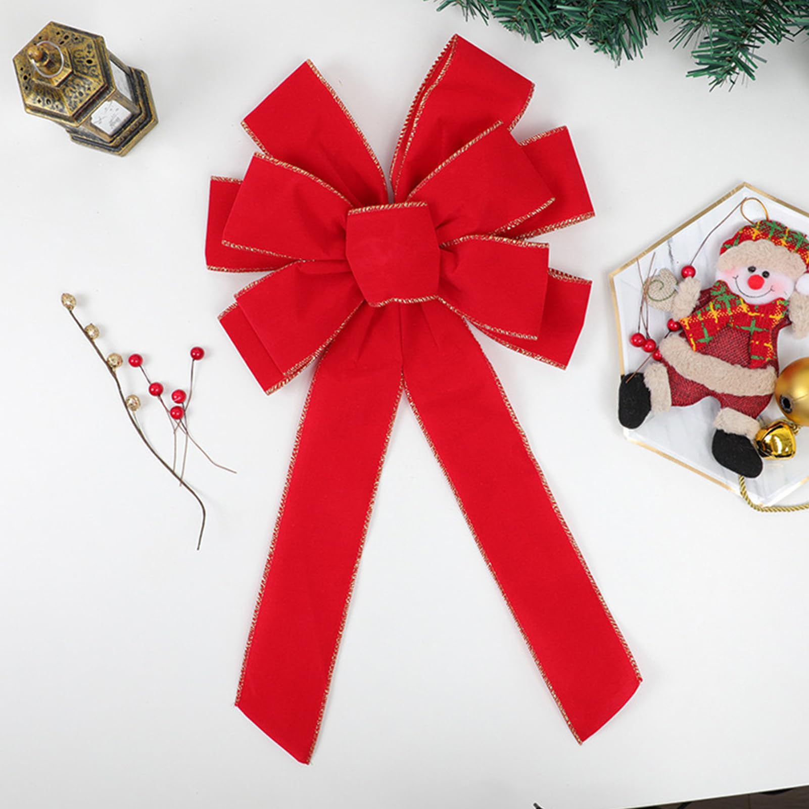 Fiocchi per Albero di Natale 8 Pezzi di Ornamenti con Bordo Oro