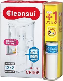 三菱ケミカル・クリンスイ 浄水器 ポット型 お買得セット CP405-WT + カートリッジ 1個 増量 CP405W-WT 持ちやすい ドアポケットに収納可