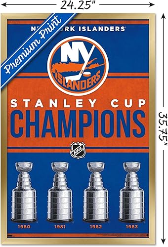 Miniatura 3 de Trends International NHL New York Islanders - Póster de pared de Champions 23, 22.37 x 34.00 pulgadas, versión enmarcada dorada