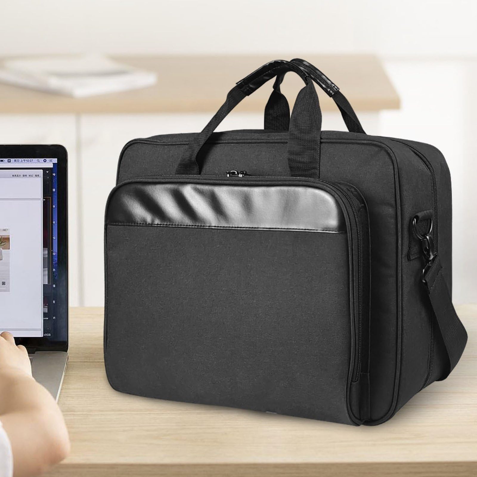 Borsa Porta Stampante Custodia Trasporto Laptop Accessori Elettronici Documenti Compartimento Doppio in Tessuto Oxford Nylon Resistente Adatta per Insegnanti Pendolari Lavoro d'Ufficio