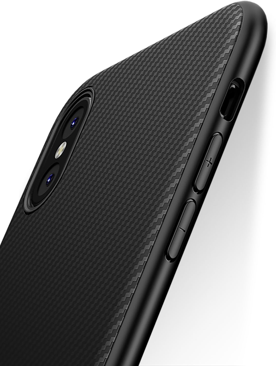 J Jecent iPhone XS/X Case, iPhone 10 Case, [Carbon Fiber Texture Design] Light ShockProof Brushed Grip Cover Slim Simple Stylish Fully Protective Design Soft TPU Silicone Gel Bumper (Black)