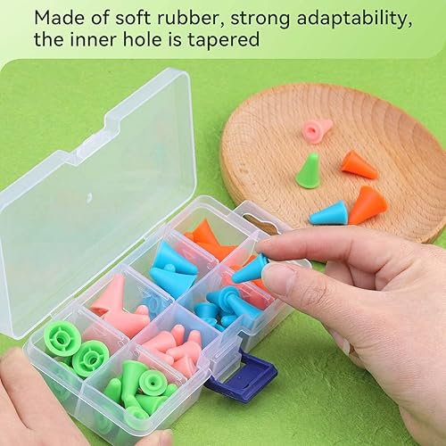 Miniatura 10 de 20 protectores de punta de agujas de tejer, con caja de plástico, incluye 10 fundas de punta de aguja de punto pequeñas y 10 grandes, para
