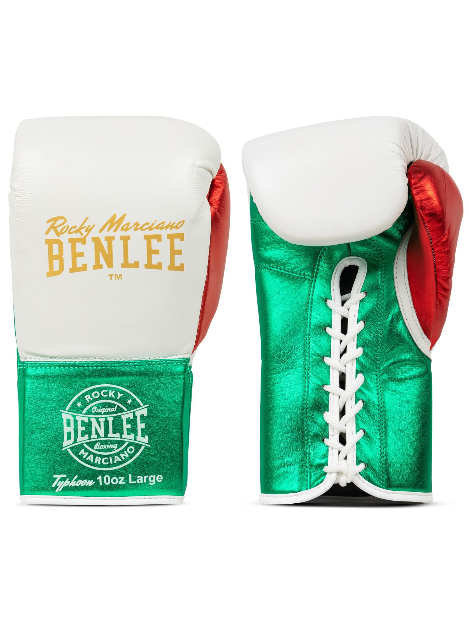 Benlee r?kawice bokserskie ze skóry Typhoon White/Green/Red 08 oz R