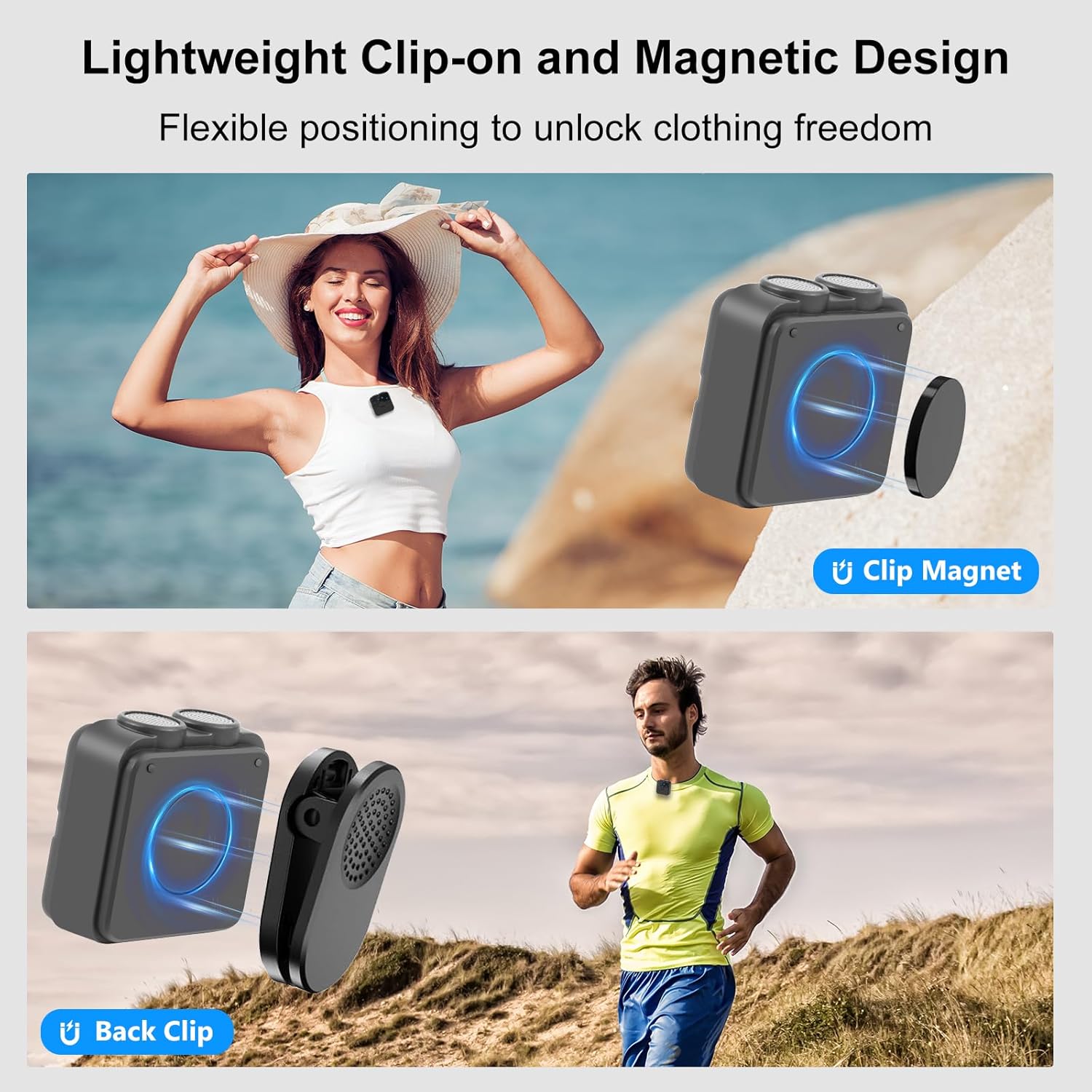 PULUZ Wireless Lavalier Microphone for iPhone/Android (USB C), Magnetic Clip Mini Microphone with Charging Case, Noise Canceling, 48khz Recording, Clip on Lapel Mic for Video Recording Vlog