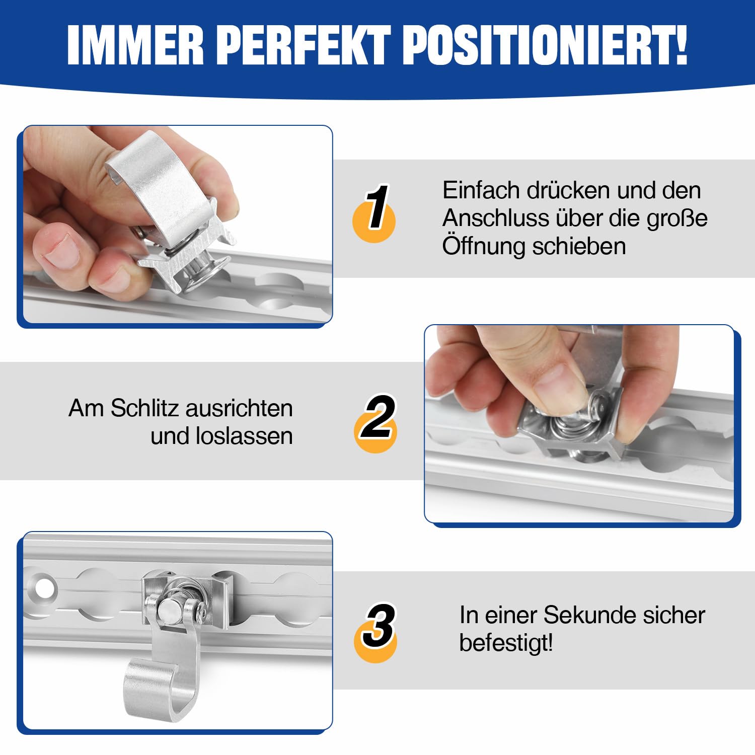 Airlineschiene Fitting，Aluminium airlineschienen zubehör，Wohnmobil Anhänger Transport，45 kg Tragkraft, 360° drehbar, Einfachendbeschlag für Zurrschienen，10 Stück，Silber