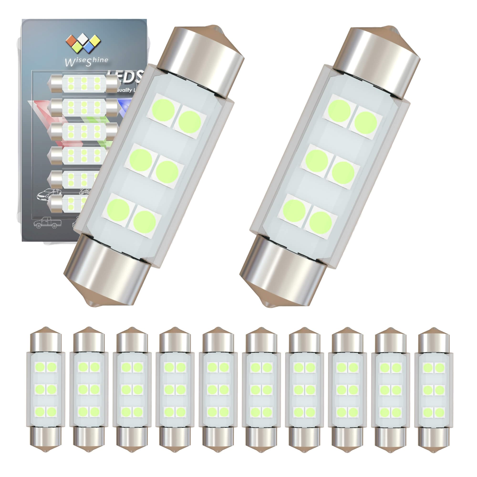 DC 24V 36mm Festoon 6418 LED Bulbs 6411 DE3425 C5W LED Car Bulb Ice Blue for Truck Boat RV Interior Dome Glove box Trunk Lights (Pack 12)