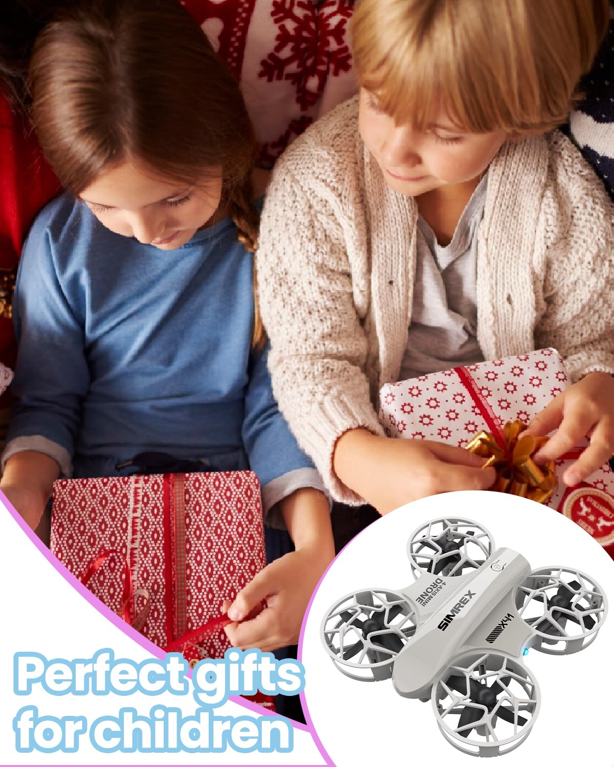 SIMREX Mini drone per bambini con flip a 360° e luci a LED, quadricottero RC, mantenimento dell'altitudine, avvio / atterraggio con un tasto, modalità headless, regalo giocattolo per principianti dai