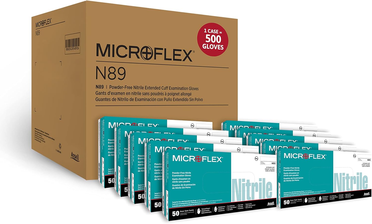 Microflex N89 Disposable Nitrile Gloves w/Rough Finish & Powder Free for General Use, Sample Taking
