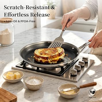 DELUXE 12 Hybrid Ceramic Nonstick Griddle Pan, BBQ,for Daily Cooking