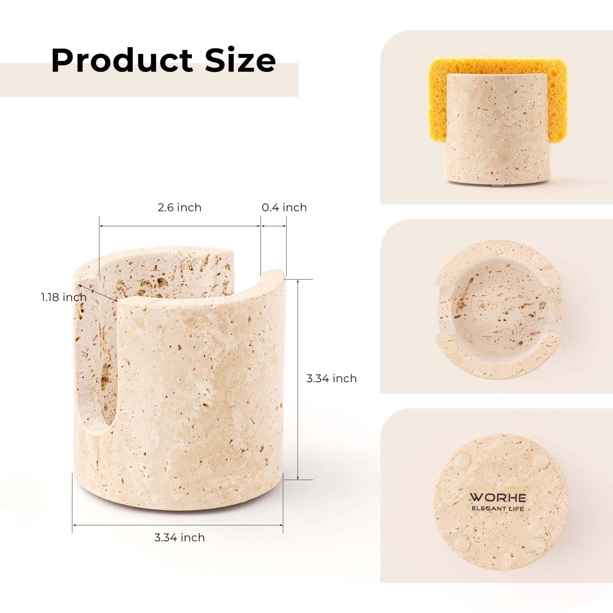 Supporto Per Spugna In Travertino Naturale Per Cucina - Scolapiatti Assorbente E Elegante Per Banco E Lavello