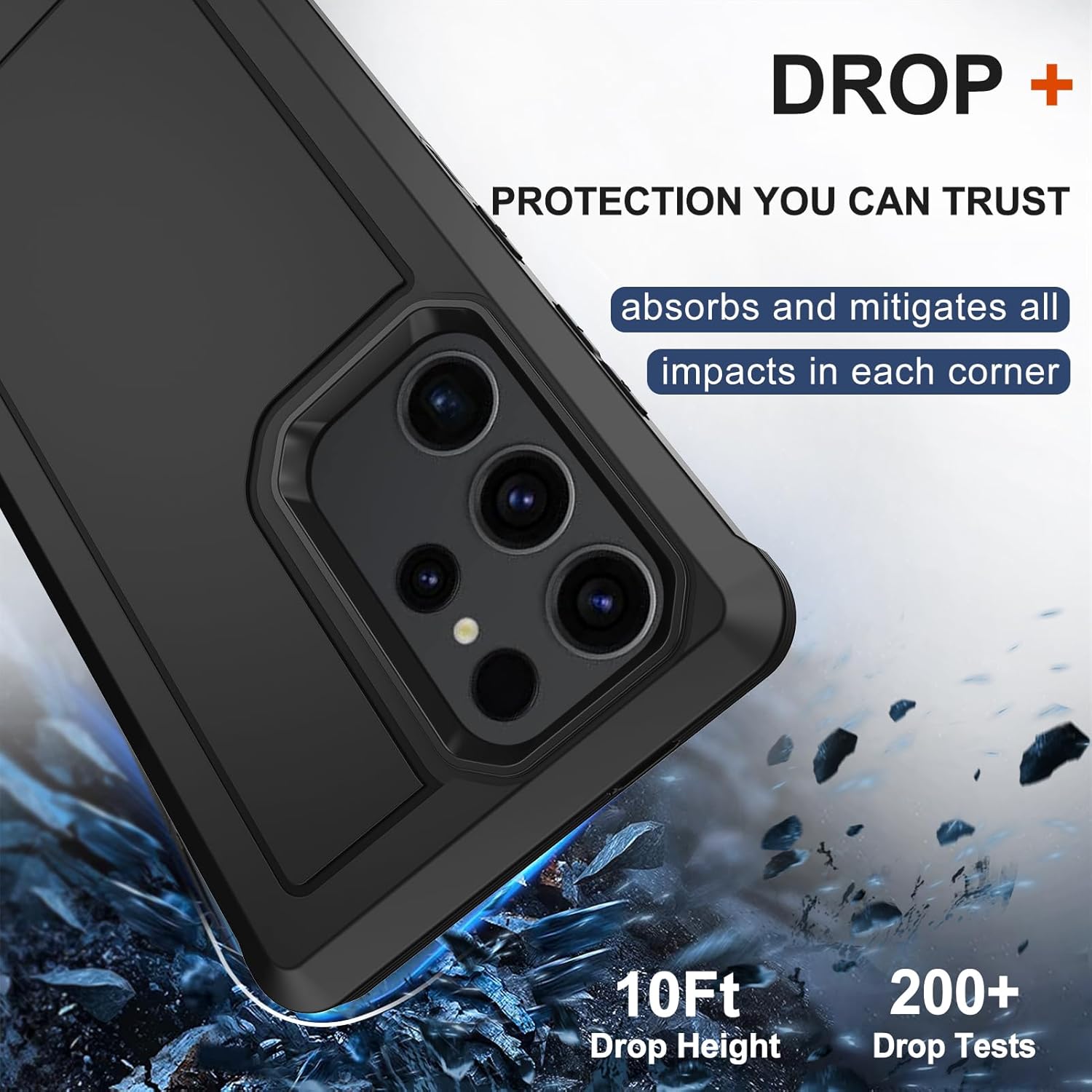 RubCase for Samsung Galaxy S23 Ultra Case with 2X Screen Protector, Dual Layer Bumper Cover with Belt Clip Holster & Kickstand, Full Body Heavy Duty Phone Case for Galaxy S23 Ultra 5G (Black) - Image 4