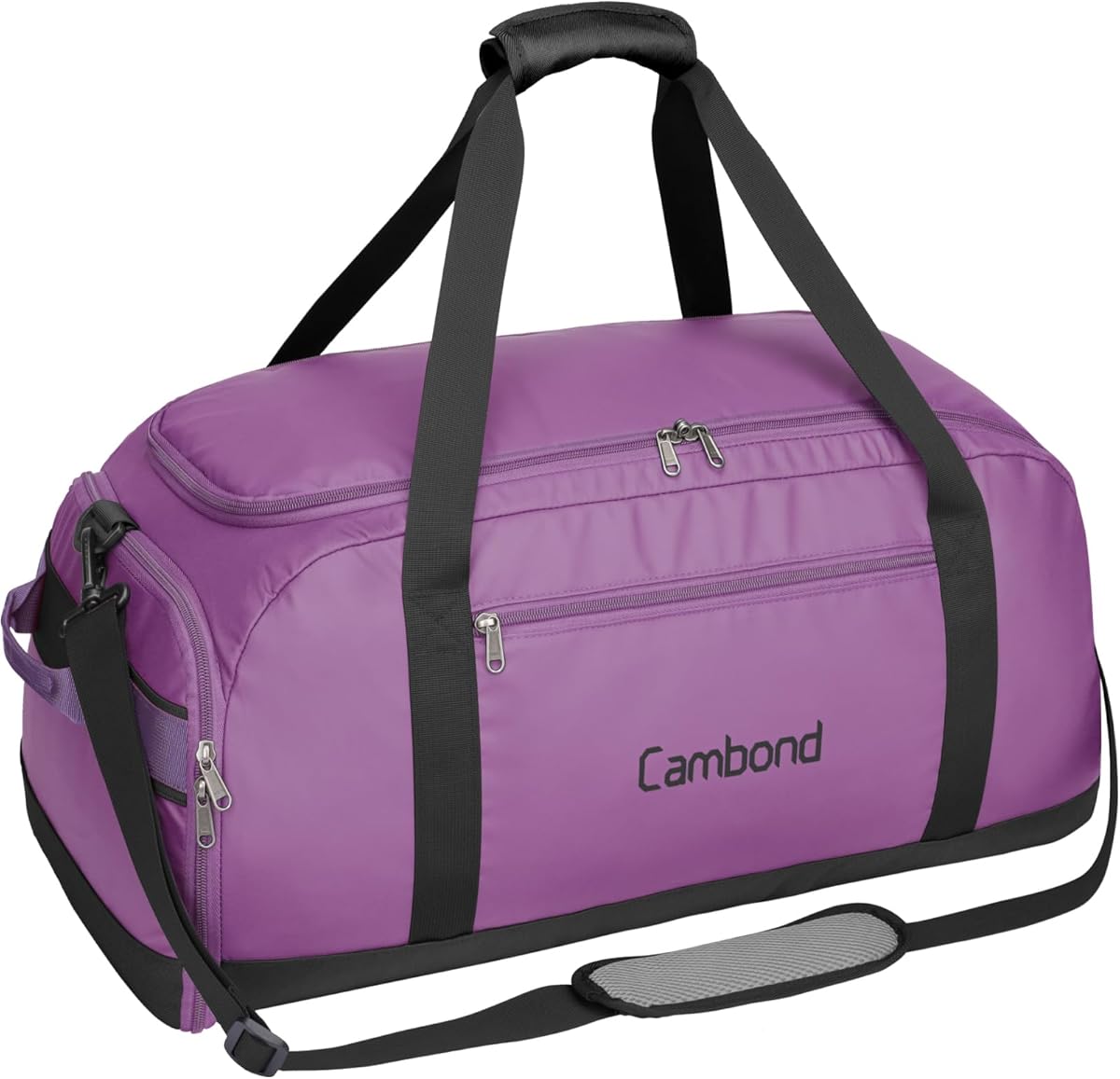 Cambond Airport Luggage Checked Bag - 80L Large Travel Duffle Bag for 5-7 Day Long Trip, Foldable Travel Duffel Bags for Traveling with Shoe Compartment for Men Women, Checked Luggage, Purple