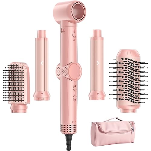 5 in 1 Hot Air Styler Wrap, 110,000 RPM High-Speed Hair Dryer Brush with Negative Ionic, 1300W Fast Drying Blow Dryer & Frizz-Free Styling Curling Volumizing Straightening, Air Styler with Trave Case
