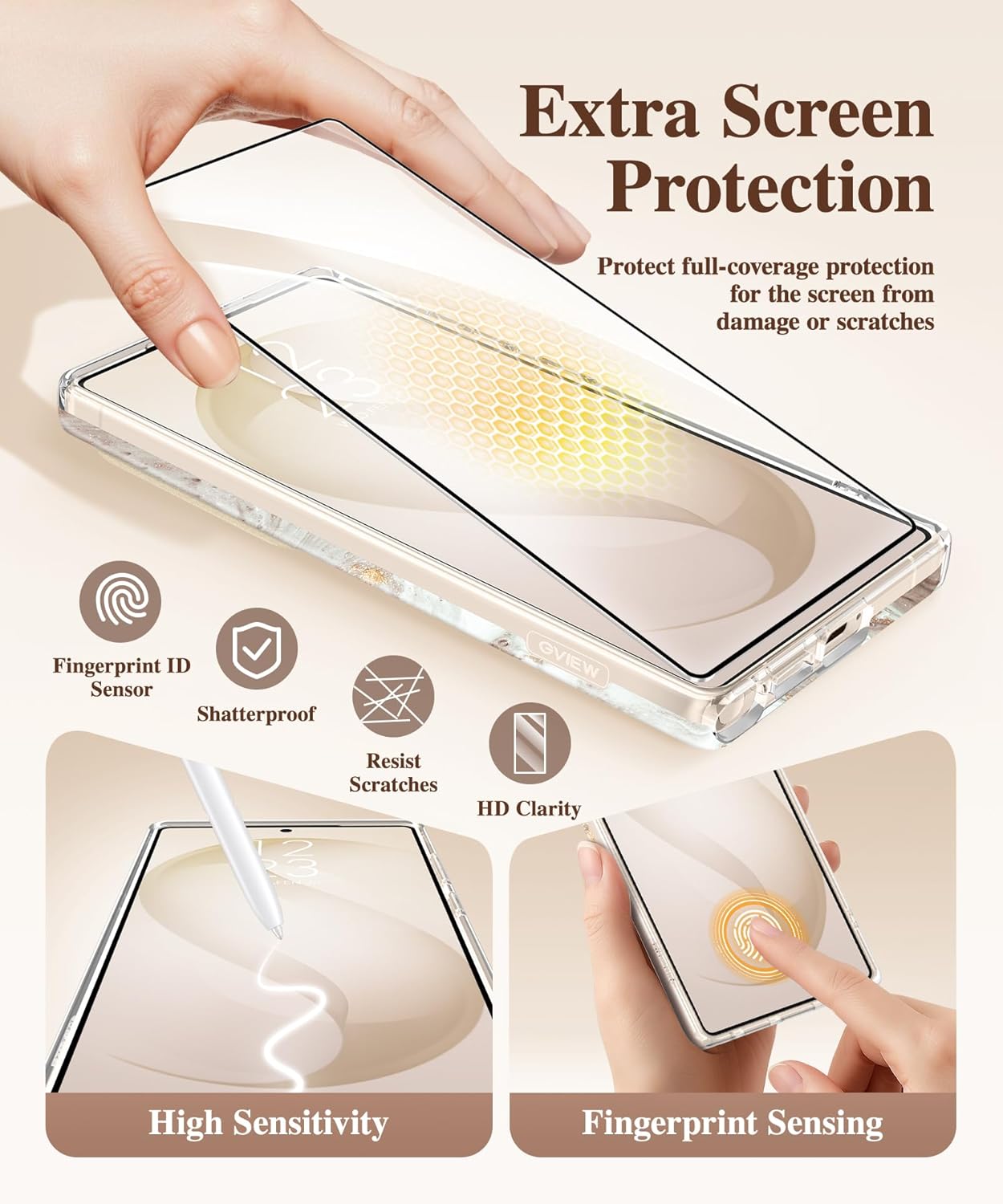 GVIEWIN for Samsung Galaxy S26 Ultra Case with Slide Camera Cover, [Screen Protector] [Shockproof Military Grade Drop Protection] Marble Slim Fit Hard PC Phone Cover S26 Ultra 6.9" 2026 (Pearlescent)