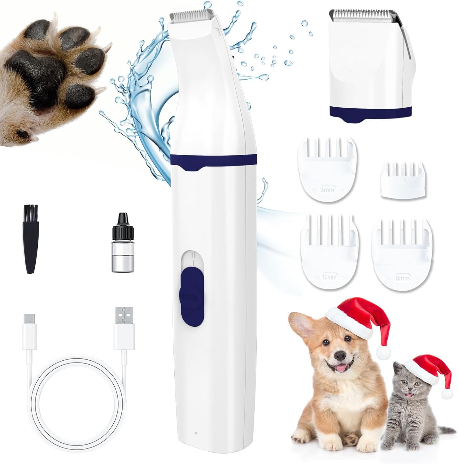 KIKETECH Dog Paw Trimmer for Grooming, Low Noise Dog Clipper with Double Blades