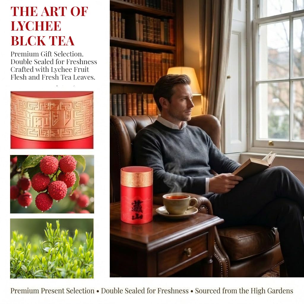 Coffret Cadeau Premium 150g * 2/10,58oz | Thé Noir Au Litchi, Arôme Riche, Saveur Fruitée | Excellent Cadeau Pour Les Amateurs De Thé (A-300g / 10,58oz)