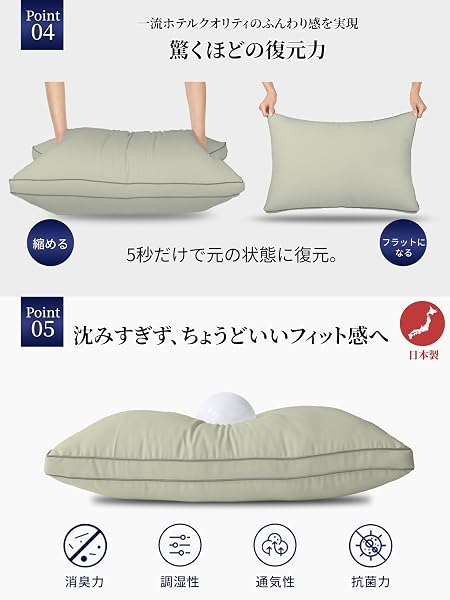整眠ラボ 枕 まくら 国産 高級ホテル仕様 ふわふわ 高さ調整可能 丸洗い可能 立体構造 63x43cm 首が痛くならない (グリーン 1個入り) - 5