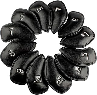 ToToRARI 12pcs Thick Synthetic Leather Golf Iron Head Covers Set Headcover Fit All Brands Callaway Ping Taylormade Cobra Etc
