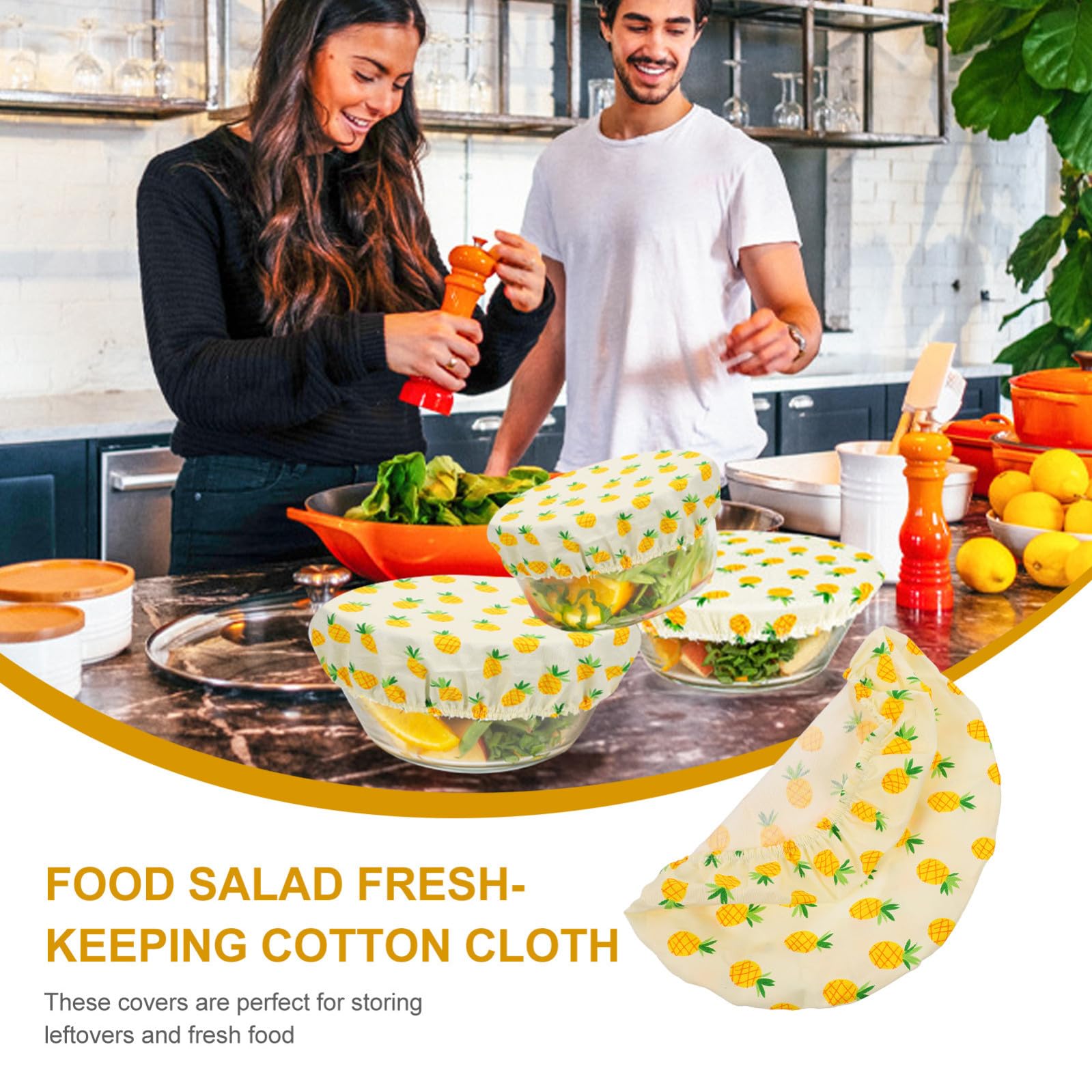 Garneck Coperture Elastiche per Alimenti 3 Pezzi, Copri Ciotole per Conservazione e Protezione del Cibo in Cucina, Tessuto Traspirante e Resistente