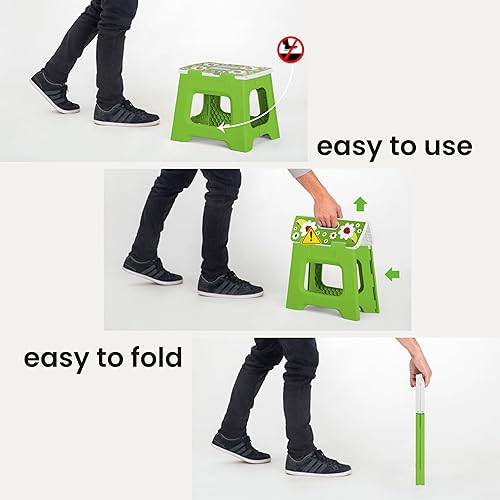 Miniatura 3 de Vigar Taburete plegable compacto, 12-12 pulgadas, ligero, capacidad de 330 libras, antideslizante taburete plegable, mariquita en la parte superior