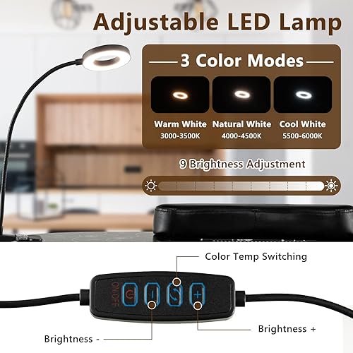 Miniatura 5 de Safstar - Mesa de uñas portátil de 35 pulgadas, estación de uñas plegable con colector de polvo eléctrico, lámpara de mesa LED flexible, bolsa de