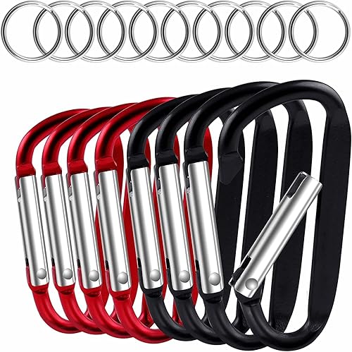 CRAZY SHARK 8 mosquetones de aluminio multicolor con clip en forma de anillo en D con llavero CRAZY SHARK 8 mosquetones de aluminio multicolor con clip en forma de anillo en D con llavero