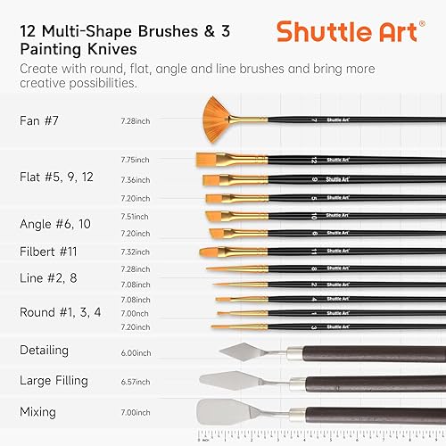 Miniatura 6 de Shuttle Art Juego de 54 pinturas acrílicas, juego de pintura acrílica con pintura acrílica de 30 colores, caballete de madera, lienzo de pintura,