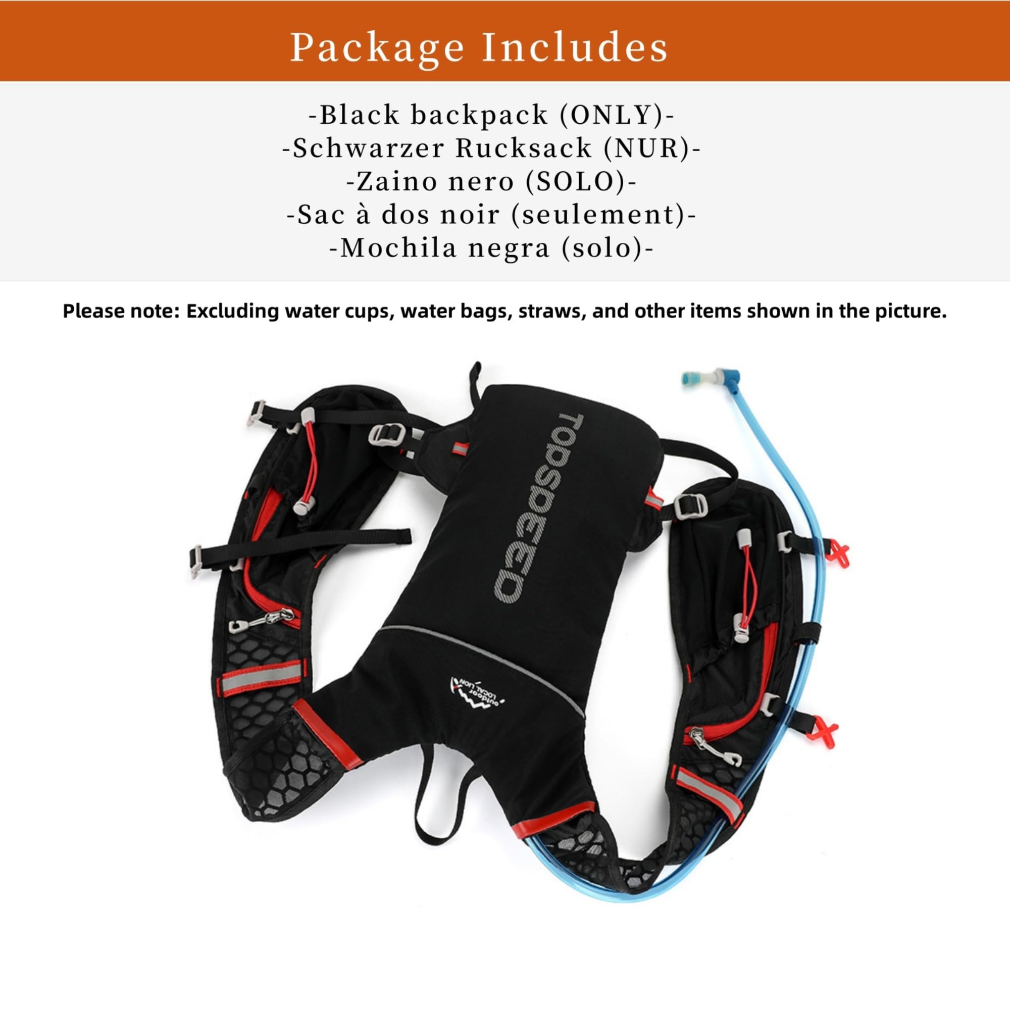 Zaino Idratazione ,Zaino Super Leggero,Zainetto Leggero per Corsa Ciclismo Maratona Trekking Trail Nero.(Solo Zaino)