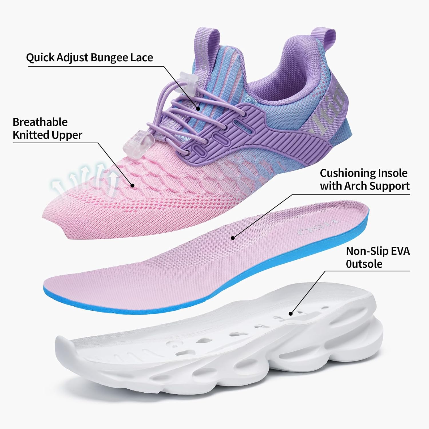 HSQ Boys Girls Tennis Shoes Kids Breathable Sneakers Ultra-Light Athletic Running Shoes for Toddler/Little Kid/Big Kid - Image 5