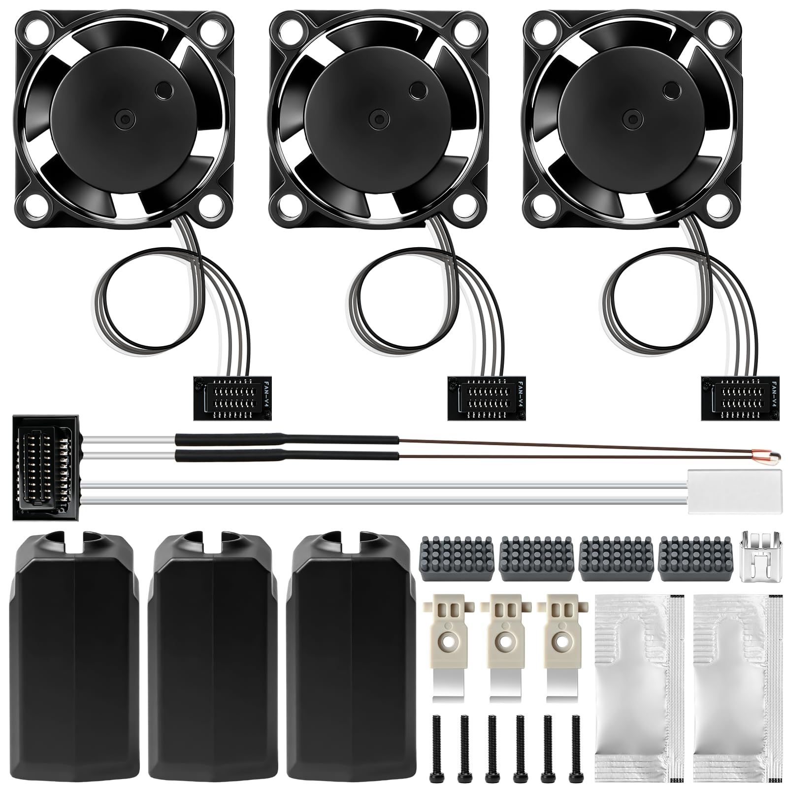 3 ventiladores de refrigeración Hotend para impresora 3D Bambu Lab P1S/P1P, extrusora P1S de alta velocidad de 15000 RPM con termistor y calentador de cerámica, hoja de corte de filamento, cepillo de