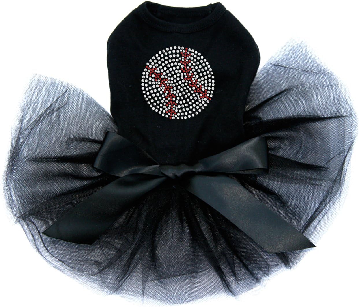 Baseball (Rhinestone) - Bling Rhinestone Dog Tutu Dress, 2XL Black