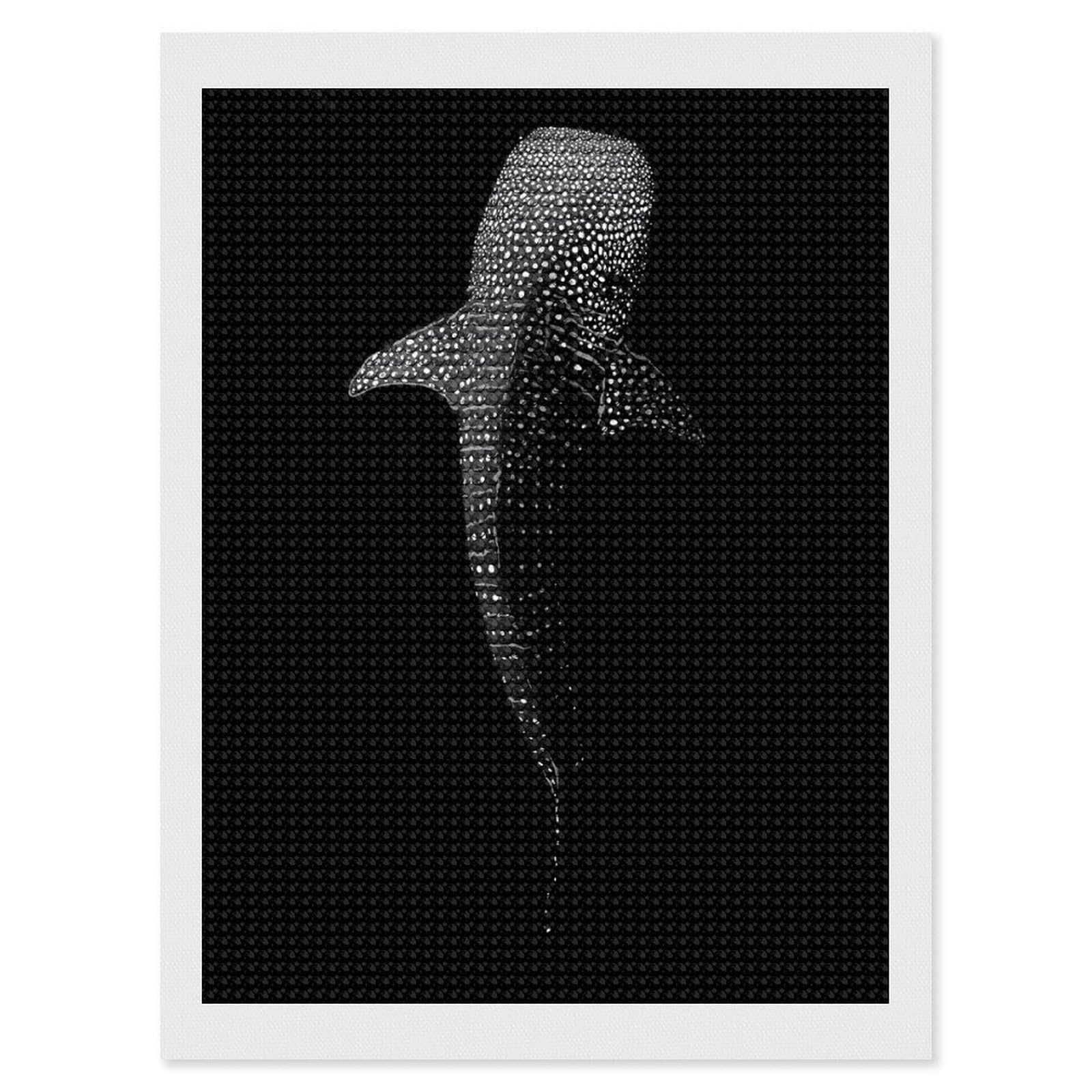 Junmoney Shark Diamond Painting Canvas Set 12"x16", for Women, Mindful Craft Activity, Cosy Home Accent, Festive Craft Gift