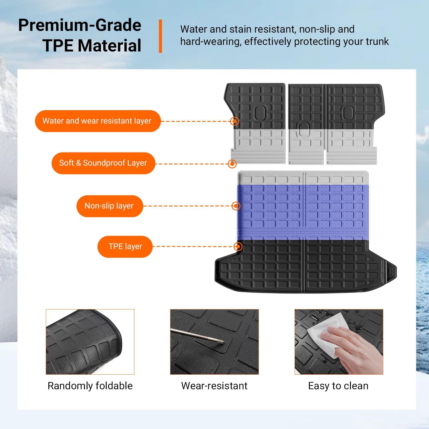 powoq Cargo Mat Compatible with 2022-2025 2026 Tucson Trunk Mat Cargo Liner TPE All Protection Trunk Liner Backrest Replacement for 2022-2025 2026 Tucson Accessories