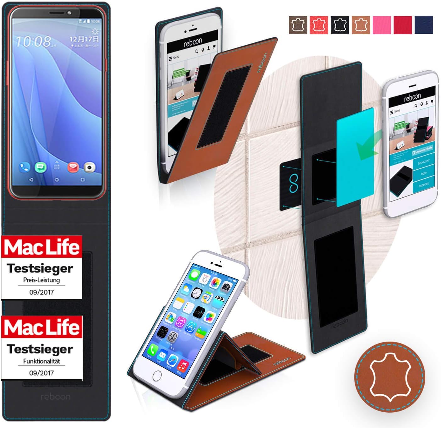 Cover for HTC Desire 526G Plus Case | in Brown Leather | Multifunctional Cover Bumper