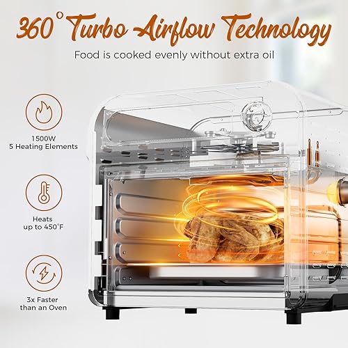 Miniatura 3 de Kitchen Elite Combo de freidora de aire para horno tostador, 10 en 1, 8 ajustes preestablecidos de pantalla táctil, horno de encimera de 12 cuartos