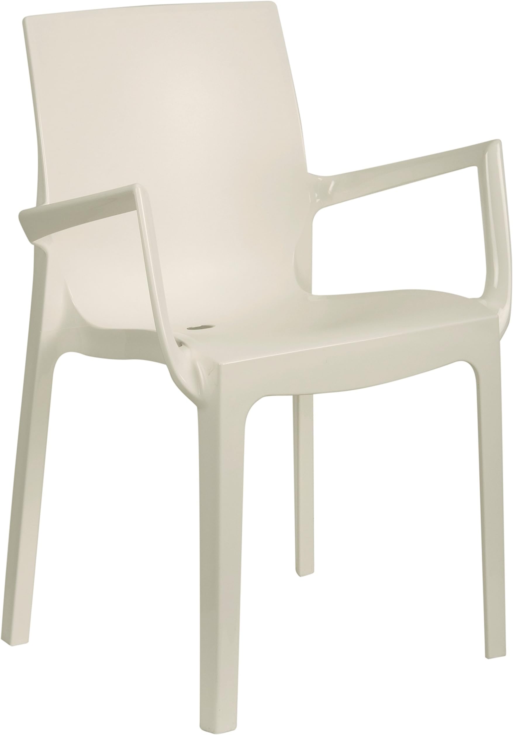 Tensai Iris Collection Narrow Square Back Durable Plastic Monobloc Chair - White